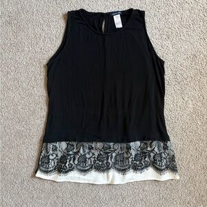 Elegant Black Sleeveless Top with Lace Detail